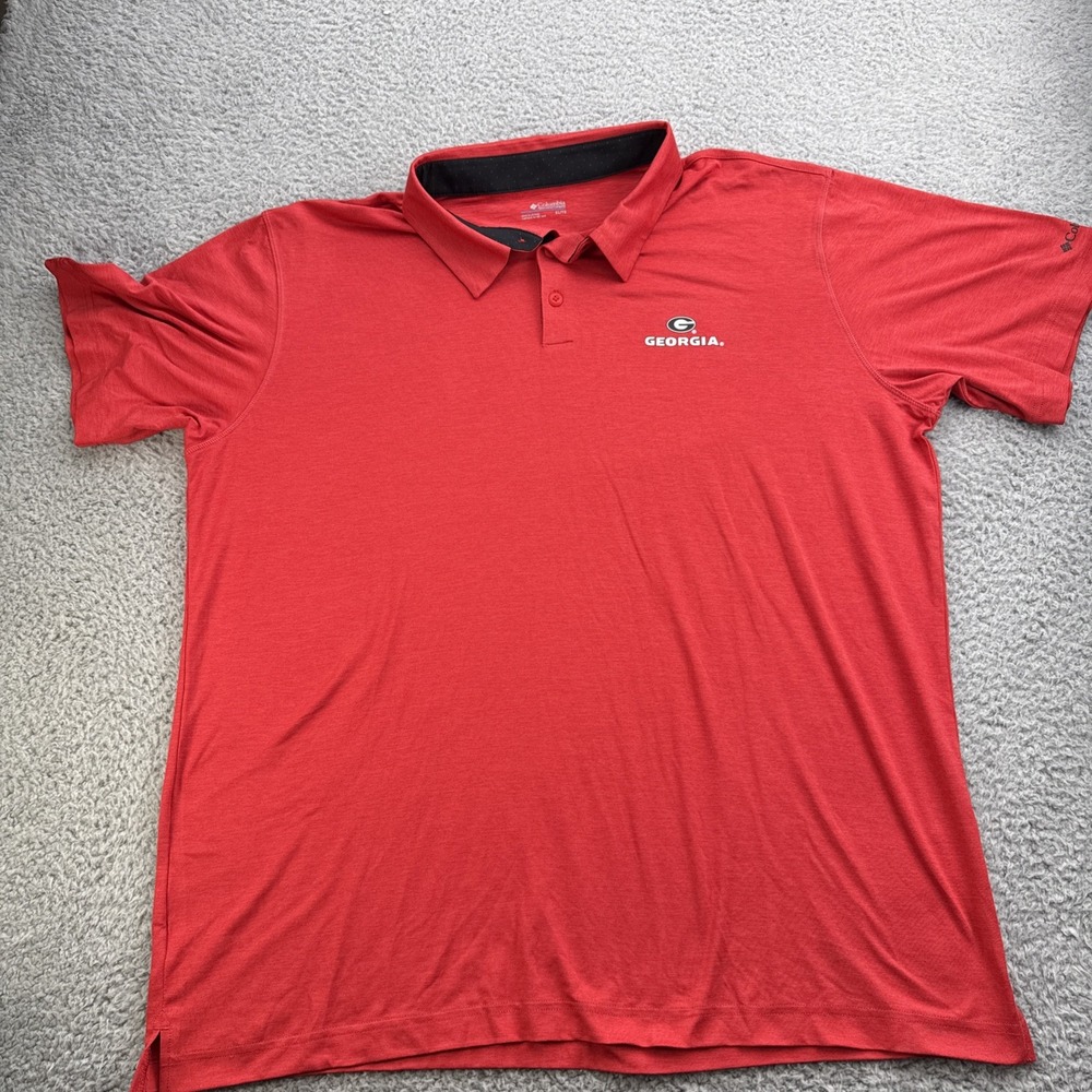 Columbia Polo Golf Shirt Mens XL Red Solid Georgia Bulldogs UGA Logo AO2986